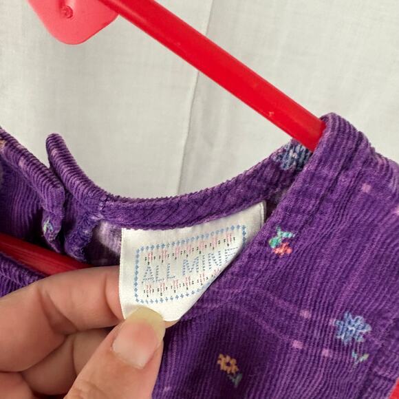 All Mine Vintage Purple Corduroy Floral Print Bubble Romper 24 Months - Picture 4 of 8